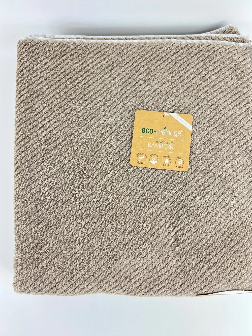 Eco Melange Bamboo Bath Towels Light Brown Soft Cotton Zero Twist 2 Pc NEW